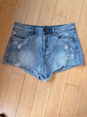 Blank NYC Light Blue Distressed Denim Shorts